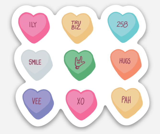 ASL Valentine Treats Stickers Magnet